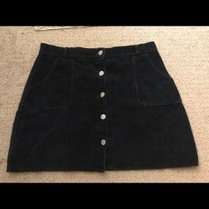Black Corduroy Mini Skirt